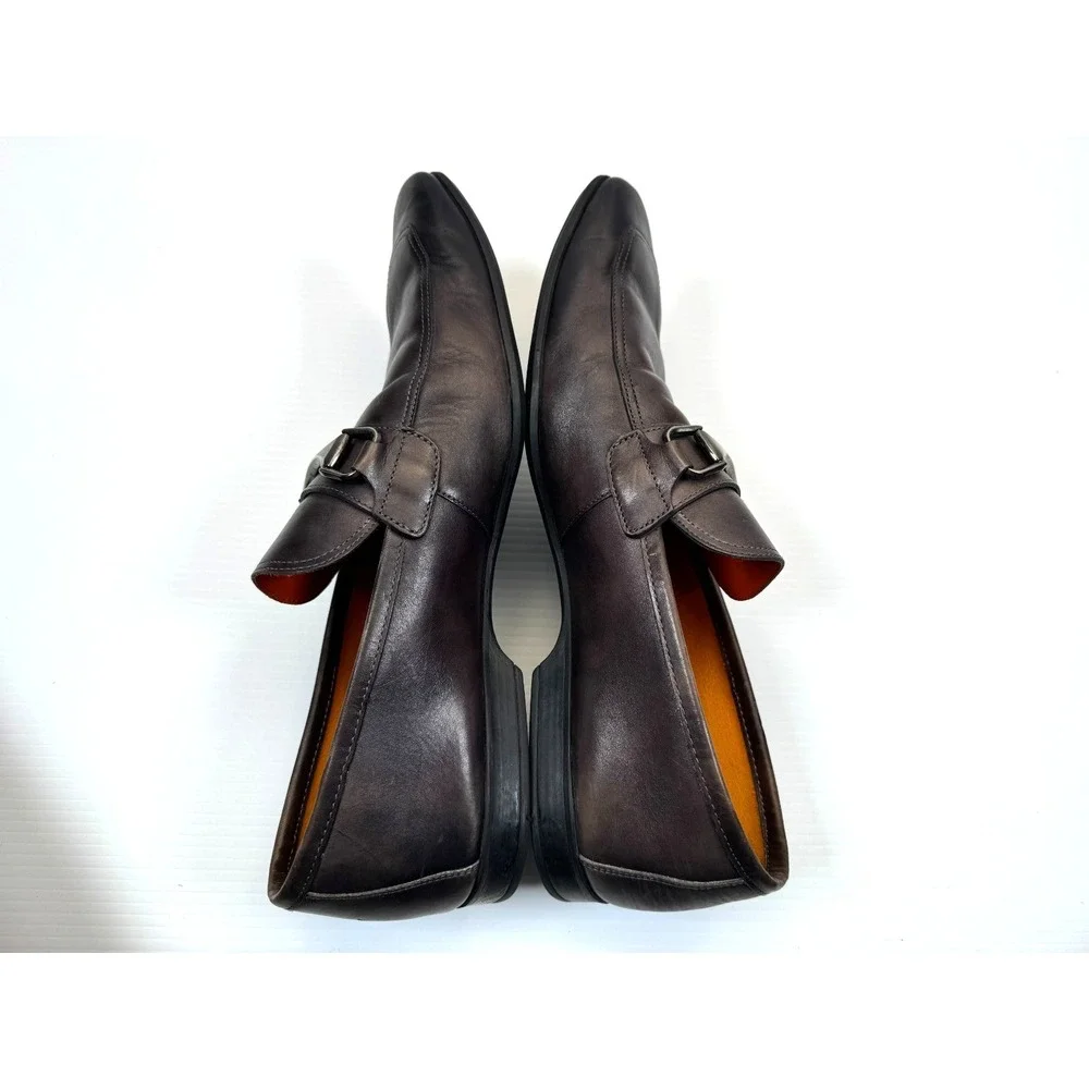Magnanni Tazon Bit Loafer Dress Shoes Mens 10.5 Leather Square Toe Slip on Brown